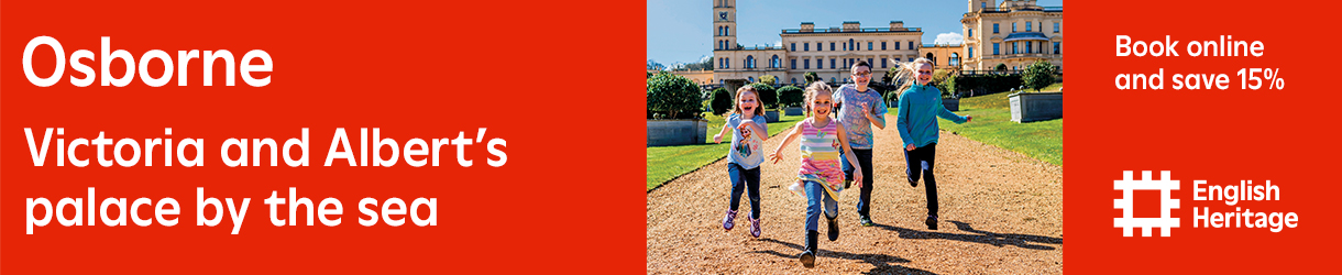 Children running outside of Osborne House on the Isle of Wight